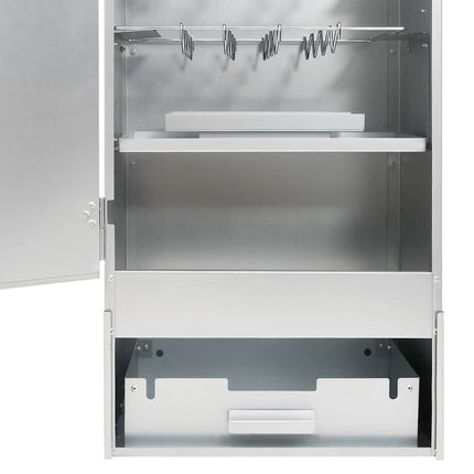 BBQ Oven Smoker with Wood Chips 17.5"x11.4"x43.3" Galvanized Steel