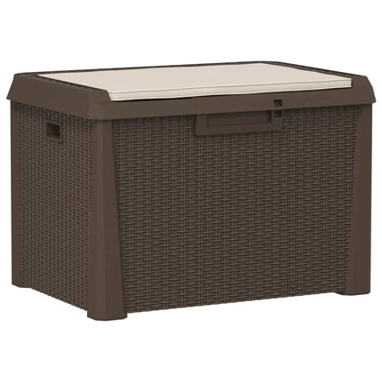 Patio Storage Box with Seat Cushion Brown 33 gal PP
