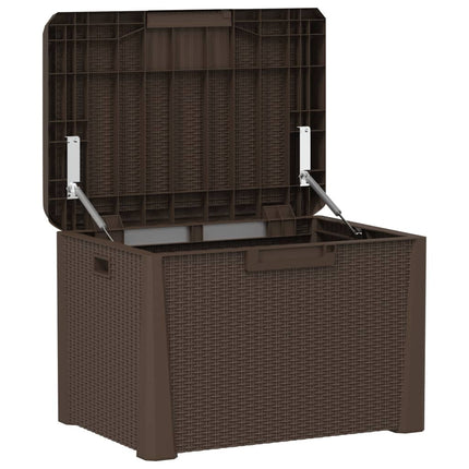 Patio Storage Box with Seat Cushion Brown 33 gal PP