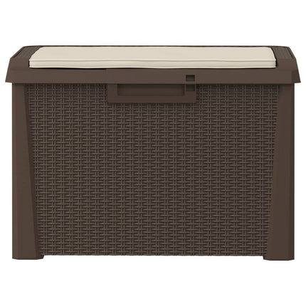 Patio Storage Box with Seat Cushion Brown 33 gal PP
