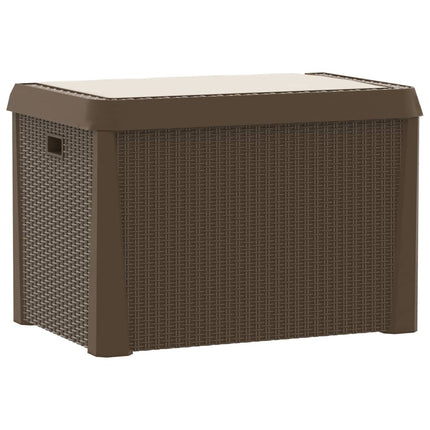Patio Storage Box with Seat Cushion Brown 33 gal PP