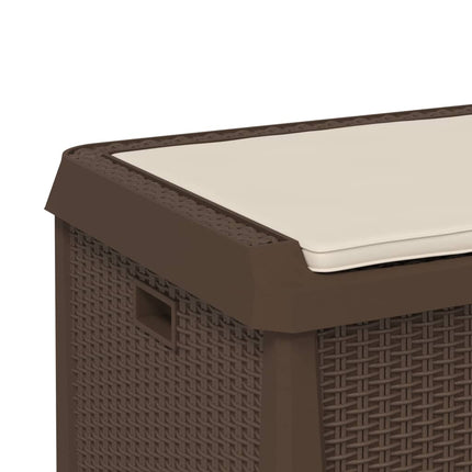 Patio Storage Box with Seat Cushion Brown 33 gal PP