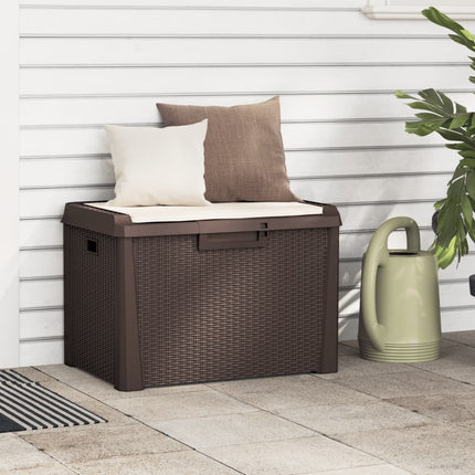 Patio Storage Box with Seat Cushion Brown 33 gal PP