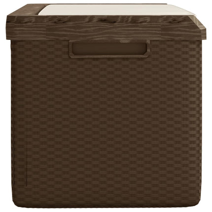 Patio Storage Box with Seat Cushion Brown 92.5 gal PP