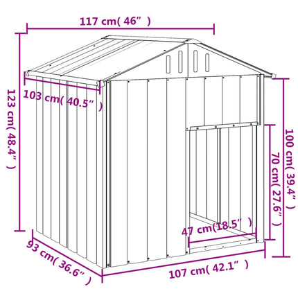 Dog House with Roof Anthracite 46.1"x40.6"x48.4" Galvanized Steel