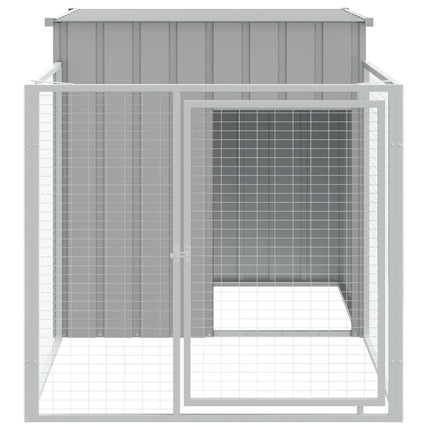 Dog House with Run Light Grey 43.3x79.1x43.3" Galvanised Steel