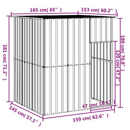 Dog House with Roof Anthracite 65"x60.2"x71.3" Galvanized Steel