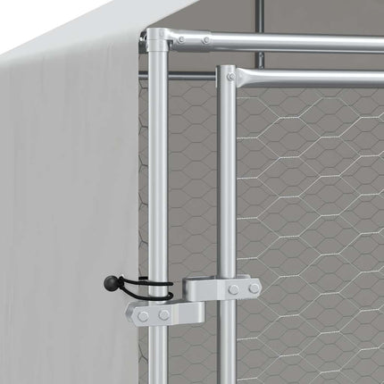 Outdoor Dog Kennel with Roof Silver 6.6'x6.6'x8.2'Galvanized Steel