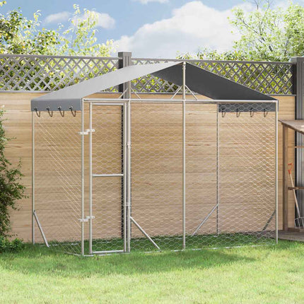 Outdoor Dog Kennel with Roof Silver 9.8'x4.9'x8.2'Galvanized Steel
