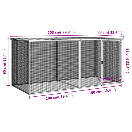 Chicken Cage with Roof Light Grey 79.9x38.6x35.4" Galvanised Steel