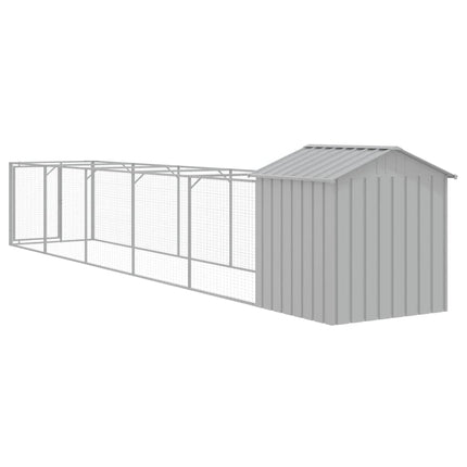 Dog House with Roof Light Gray 46.1"x239.8"x48.4" Galvanized Steel
