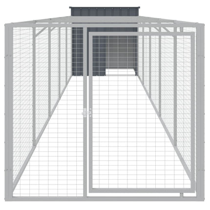 Dog House with Run Anthracite 43.3"x239.8"x43.3" Galvanized Steel