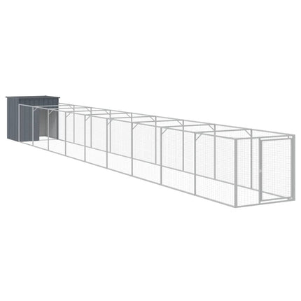 Dog House with Run Anthracite 43.3"x400.4"x43.3" Galvanized Steel