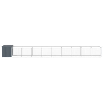 Dog House with Run Anthracite 43.3"x400.4"x43.3" Galvanized Steel