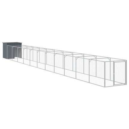 Dog House with Run Anthracite 43.3"x480.7"x43.3" Galvanized Steel