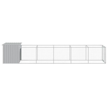Dog House with Run Light Gray 43.3"x239.8"x43.3" Galvanized Steel