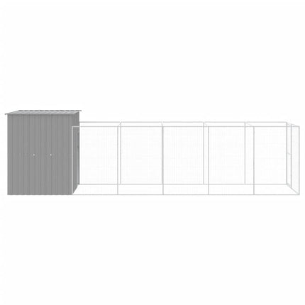 Dog House with Run Light Gray 65"x259.4"x71.3" Galvanized Steel