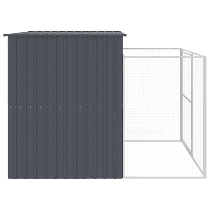 Dog House with Run Anthracite 84.3"x99.6"x71.3" Galvanized Steel