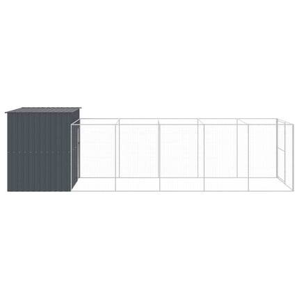 Dog House with Run Anthracite 84.3"x260.2"x71.3" Galvanized Steel