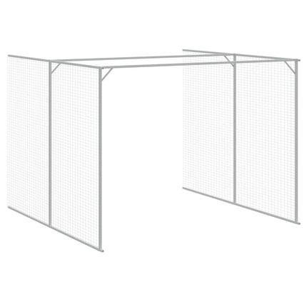 Dog House with Run Light Gray 84.3"x420.9"x71.3" Galvanized Steel