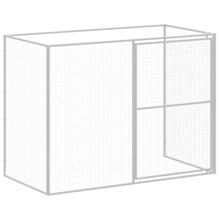 Dog House with Run Light Gray 84.3"x420.9"x71.3" Galvanized Steel
