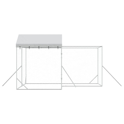 Outdoor Dog Kennel with Roof Silver 13.1‘x13.1‘x8.2‘ Galvanized Steel