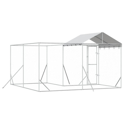 Outdoor Dog Kennel with Roof Silver 13.1‘x13.1‘x8.2‘ Galvanized Steel