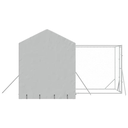 Outdoor Dog Kennel with Roof Silver 13.1‘x13.1‘x8.2‘ Galvanized Steel