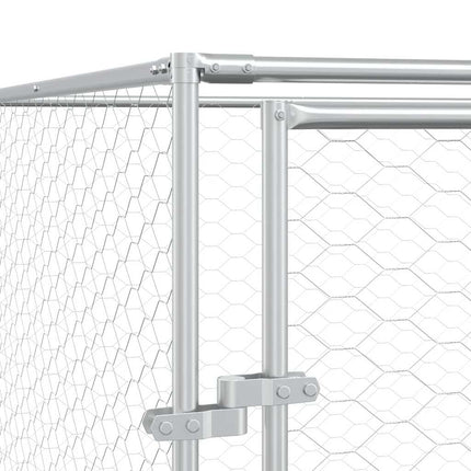 Outdoor Dog Kennel with Roof Silver 13.1‘x13.1‘x8.2‘ Galvanized Steel