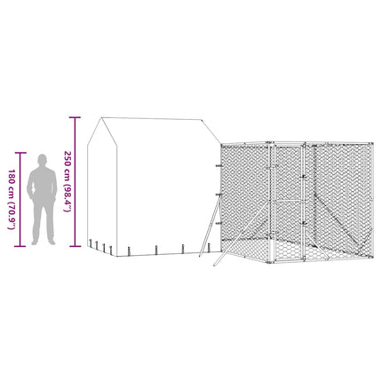 Outdoor Dog Kennel with Roof Silver 13.1‘x13.1‘x8.2‘ Galvanized Steel
