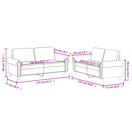 2 Piece Sofa Set with Cushions Black Faux Leather