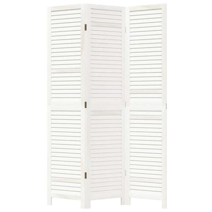 Room Divider 3 Panels White Solid Wood Paulownia