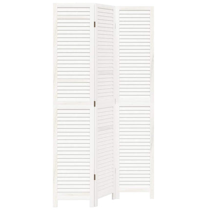 Room Divider 3 Panels White Solid Wood Paulownia