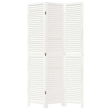 Room Divider 3 Panels White Solid Wood Paulownia