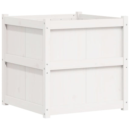 Garden Planter White 27.6"x27.6"x27.6" Solid Wood Pine