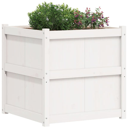 Garden Planter White 27.6"x27.6"x27.6" Solid Wood Pine