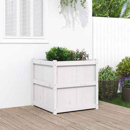 Garden Planter White 27.6"x27.6"x27.6" Solid Wood Pine