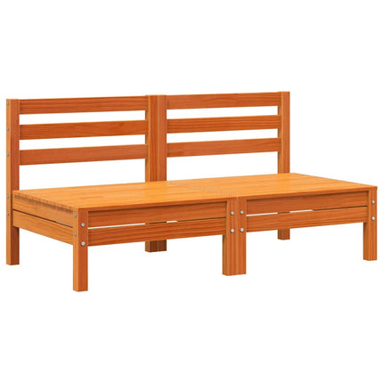 Patio Sofas Armless 2 pcs Wax Brown Solid Wood Pine