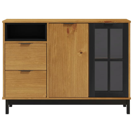 Sideboard with Glass Door FLAM 43.3"x15.7"x31.5" Solid Wood Pine