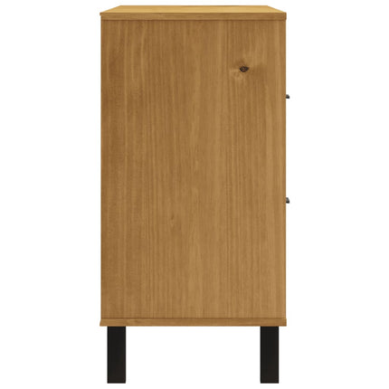 Sideboard with Glass Door FLAM 43.3"x15.7"x31.5" Solid Wood Pine