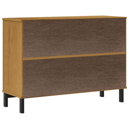 Sideboard with Glass Door FLAM 43.3"x15.7"x31.5" Solid Wood Pine