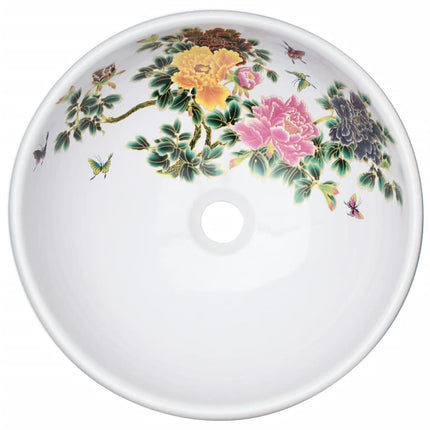 Countertop Basin Multicolour Round Φ16.1x5.5" Ceramic