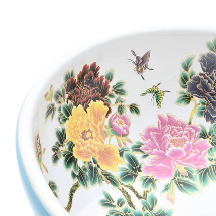 Countertop Basin Multicolour Round Φ16.1x5.5" Ceramic