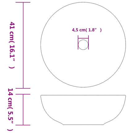 Countertop Basin Multicolour Round Φ16.1x5.5" Ceramic