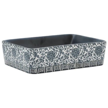 Countertop Basin Black and Blue Rectangular 18.1x14.0x5.1" Ceramic