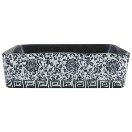 Countertop Basin Black and Blue Rectangular 18.1x14.0x5.1" Ceramic