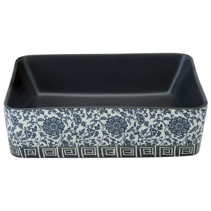 Countertop Basin Black and Blue Rectangular 18.1x14.0x5.1" Ceramic