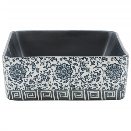 Countertop Basin Black and Blue Rectangular 18.1x14.0x5.1" Ceramic