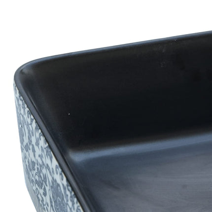Countertop Basin Black and Blue Rectangular 18.1x14.0x5.1" Ceramic