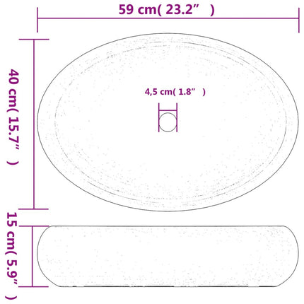 Countertop Basin Brown Oval 23.2x15.7x5.9" Ceramic